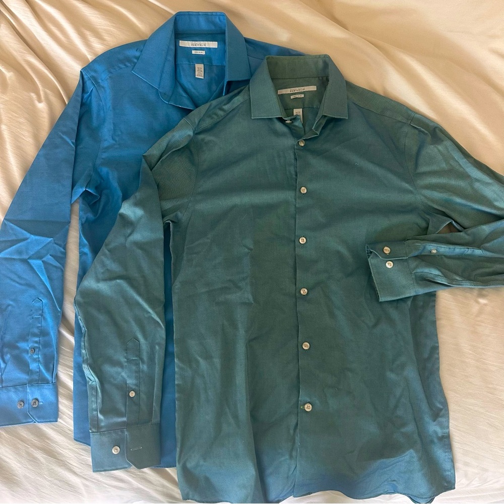 2 Very Slim Perry Ellis Shirts